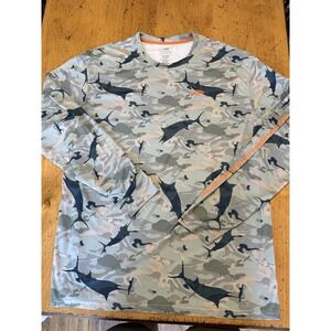 AFTCO Fishing Shirt Mens Sz XXL Multicolor Camo Long Sleeve Performance UPF 50